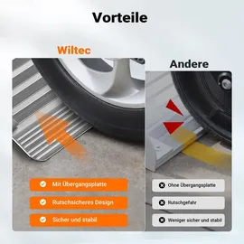 Wiltec Rollstuhlrampe faltbar 150 cm 270 kg Gehhilfe Aluminium silber