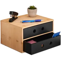 Relaxdays Schreibtisch Organizer 15x25x20 cm Natur/schwarz 2 St.