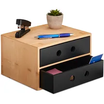 Relaxdays Schreibtisch Organizer 15x25x20 cm Natur/schwarz 2 St.
