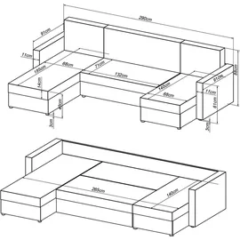 VitaliSpa Sofa L Form , 290 x 185 cm mit Bettkasten