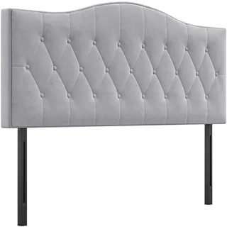 Homcom Kopfteil für Bett grau Pappel Samt Stoff 185 x 8 x 134 cm