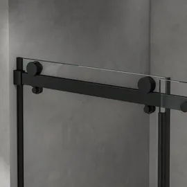 SoGood doporro Nischentür Duschabtrennung 100x195 cm mit Schiebetür 8mm ESG-Sicherheitsglas Klarglas Duschwand schwarz inkl. Nano-beschichtung Teramo19K schwarz