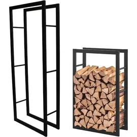 Estexo Kaminholzregal Metall 100 x 60 x 25 cm Schwarz
