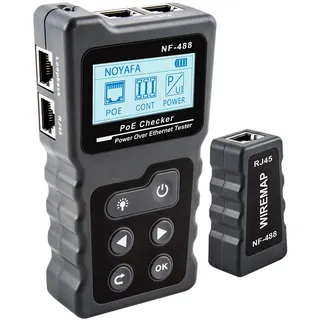 POE-Tester, netzwerk kabeltester mit poe-test, NF-488 Netzwerk RJ45 Tester PoE Power over Ethernet Tester Lan Tester PoE Checker Netzwerkkabel Tester Für Cat5/Cat6 Loopback Und Kabelkontinuitätstest