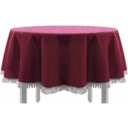 EXKLUSIV HEIMTEXTIL Gartentischdecke mit Fransen Tischdecke rund oval eckig Classic 150x210 cm oval bordeaux