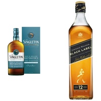 The Singleton of Dufftown Malt Master's Selection Whisky, 0.7 l & Johnnie Walker Black Label | Blended Scotch Whisky | blended in den 4 prominentesten, schottischen Whisky- Regionen | 40% vol | 700ml