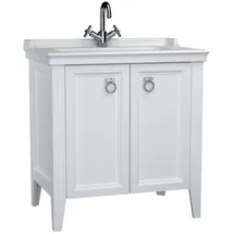Vitra Valarte Set 80 cm, Möbelwaschtisch + Waschtischunterschrank 2 Türen, weiß matt/Waschtisch weiß hochglanz