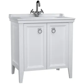 Vitra Valarte Set 80 cm, Möbelwaschtisch + Waschtischunterschrank 2 Türen, weiß matt/Waschtisch weiß hochglanz