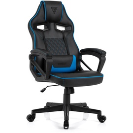 SENSE7 Gaming Knight Bürostuhl Zocker Gamer Ergonomischer Stuhl Armlehne Einteiliger Stahlrahmen Einstellbarer Neigungswinkel Schwarz-Blau, 40-49 x 69,5x60
