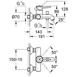 Grohe Bauclassic Wannenarmatur Chrom