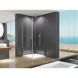 Buylando Isabella Eck-Duschkabine mit Drehtür 80 x 195 cm transparent Glas, inkl. Duschtasse