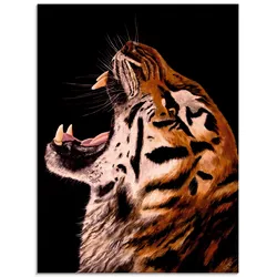 Glasbild ARTLAND "Tiger", braun (farbe bild(er): braun), B:60cm H:80cm, Bilder, in verschiedenen Größen