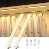 OUILA Schrankbeleuchtung LED 2Stück, 43.5CM LED Unterbauleuchte Küche, 2500mAh USB Wiederaufladbar Küchenlampe mit Bewegungsmelder, 84 LEDS Küchenlampe für Schlafzimmer, Schrank, Kleiderschrank(Warmweiß)