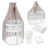 Waldin Babybett OWAL Kinderbett 7in1 mit Matratze, mitwachsendes Kinder-Bett