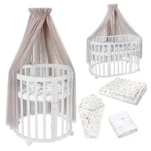 Waldin Babybett OWAL Kinderbett 7in1 mit Matratze, mitwachsendes Kinder-Bett