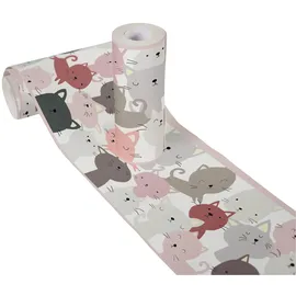 A.S. Création Bordüre Little Cats 16 cm 5 m Grau/Rosa 403741
