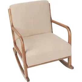 Beliani Schaukelsessel SKOVDE Stoff 66 x 82 x 79 cm Beige mit Kissen