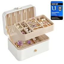 Songmics Schmuckkästchen für größere Accessoires, Geschenkidee, wolkenweiß