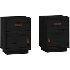 vidaXL Nachtschrank 2 Stk. 40 x 34 x 55 cm Schwarz