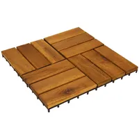 Wellhome Well Home 9 Fliesen 30 x 30 x 0,1 cm aus Akazienholz in Teak-Optik
