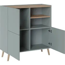 Home Affaire Highboard Scandi 99,8 x 105,3 x 41,7 cm Platin Grau / Jackson Hickory
