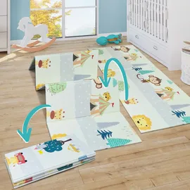 Paco Home Spielmatte Krabbelmatte Baby Matte Faltbar Abwaschbar Wendbar Tier Motiv - Bunt