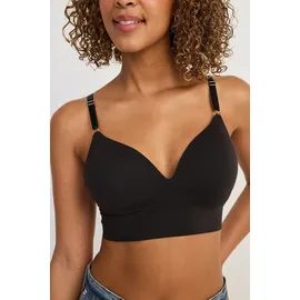 Jockey Bralette "Seamfree Comfort", Damen, Gr. XL, N-Gr, schwarz, Jersey, Obermaterial: 80% Viskose, 18% Polyamid, 2% Elasthan, unifarben, BHs Bralette, tiefer V-Ausschnitt, schmale Träger, ohne Seitennähte