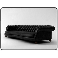 JVmoebel Chesterfield-Sofa LEDERSOFA XXL DESIGN CHESTERFIELD BIG SOFA VINTAGE 2,50/3,0 m schwarz
