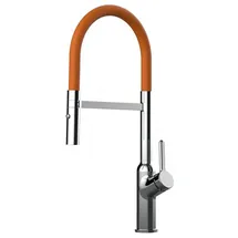 VIZIO Wasserhahn Küchenarmatur BOD mit 360° Schwenkbarem Auslauf Abnehmbare 2 Strahl Handbrause Verchromt Orange
