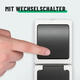 greate. Schuko-Steckdose 3x Aufputz Grau