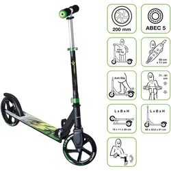 muuwmi Aluminium Scooter 200 mm schwarz-grün-gelb GRÜN|GRÜN|GELB No Size