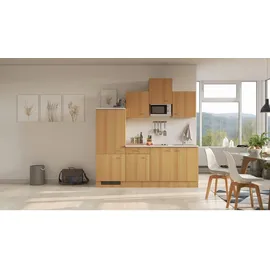 Flex-Well Küchenzeile Nano E-Geräte 210 cm buche nachbildung