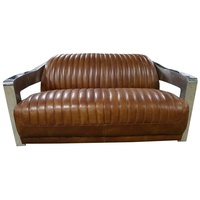 JVmoebel Sofa, Sofa Vintage 2-Sitzer Ledersofa im Retro Stil Echtleder braun