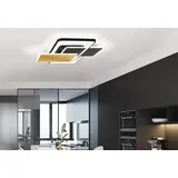 Fischer & Honsel LED-Deckenleuchte Quadro, schwarz/blattgold, 90 x 60 cm, CCT,