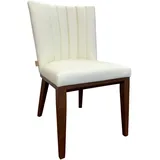 SIX Design Esszimmerstuhl Dick Leder Büro Küche Gastro Fenci Creme Weiß Nussbaum