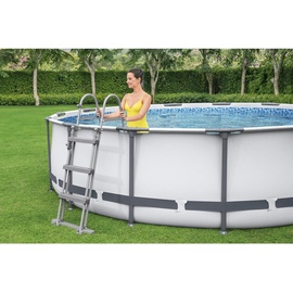 BESTWAY Steel Pro Max Frame Pool Set 427 x 107 cm lichtgrau inkl. Filterpumpe + Zubehör