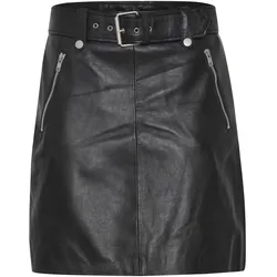 Lederrock B.YOUNG "Lederrock BYDENNO SKIRT -", Damen, Gr. 38, schwarz, Obermaterial: 100% Schafsleder sheepskin., casual, A-Linie kurz, Röcke