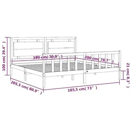 vidaXL Massivholzbett 180 x 200 cm Beige