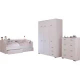 Parisot Sleep41 Kinder/Jugendzimmer Bett,Kommode,Schrank, weiß Baby Rückwände der Fächer am Bett drehbar