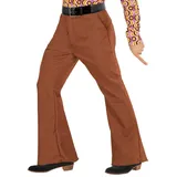 shoperama 70er Jahre Retro Herren Hose mit und ohne Muster Disco Kostüm Siebziger Schlager, Größe:S/M, Farbe:Braun - S-M