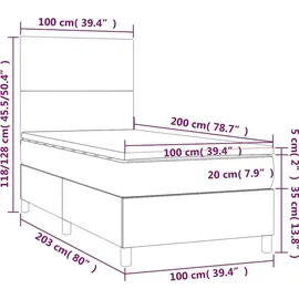 vidaXL Boxspringbett 100 x 200 cm Dunkelgrün