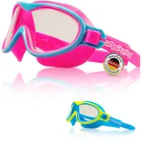 aquazon Wave Junior Kinder Schwimmbrille, Schnorchelbrille, Taucherbrille, Tauchmaske für Kinder, von 3-7 Jahren, sehr robust, tolle Passform, Farbe:Pink blau