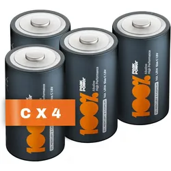 4 PeakPower C Batterien, 10 Jahre Lebensdauer, ideal für Alltagsgeräte