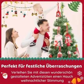 luxuskollektion DIY Adventskalender Stoffbeutel 24 Stoffsäckchen