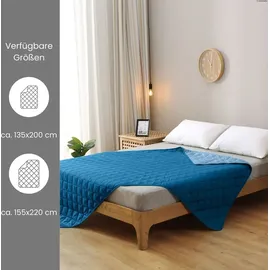 Wometo 2 Stück Microfaser Sommer Steppbett 135x200 – dunkelblau und blau kochfest 95° Sommerbettdecke Leichtsteppbett I ohne Bezug verwendbar I 2er Set
