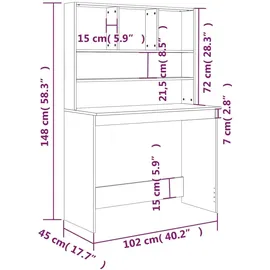 vidaXL Schreibtisch mit Regal Sonoma Eiche / Braun