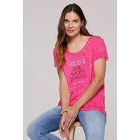 Soccx Damen T-Shirt im Layering Look, 2-teilig Floral Pink,