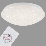 Briloner Leuchten LED Deckenleuchte mit Fernbedienung, Farbwechsel-Option, Nachtlichtfunktion, dimmbar, Metall, 10 W, weiß