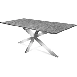 OUTFLEXX Esstisch, grau, Granit / Edelstahl, 200x100 cm, modernes Design