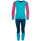 TROLLKIDS Merino Ii Funktionsunterwäsche-set - Dark Turquoise / Bright Berry / Madeira Blue - 128 cm